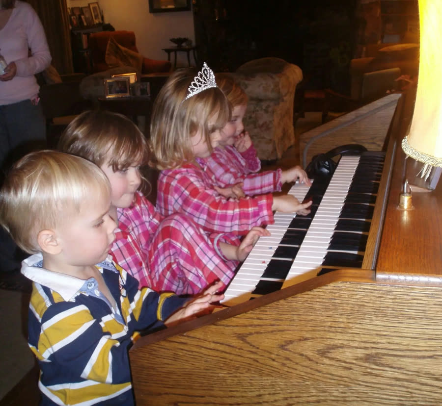 Ellie aged 7 at the keyboard